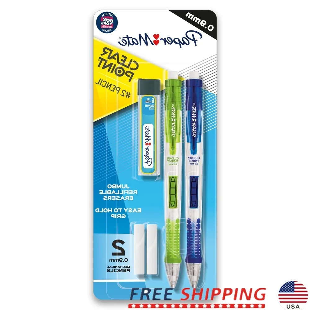 

Clearpoint Mechanical Pencil Starter Kit HB #2 Lead 0.9mm 2 Count Jumbo Erasers Textured Grip Retractable Lead Assorted Barrels