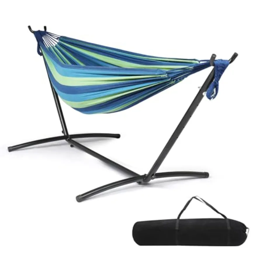 550 LBS Capacity Double Hammock with Stand Included with Portable Carrying Bag, Heavy Duty 2-Person Hammock for Outdoors and In