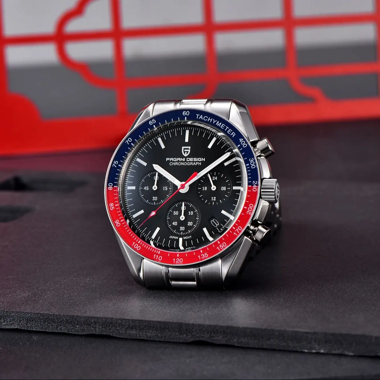 PAGANI DESIGN Red-Blue Sapphire Bezel Men's Watches Luxury Quartz Watch For Men Sport Chronograph Waterproof Wristwatch 2023 New