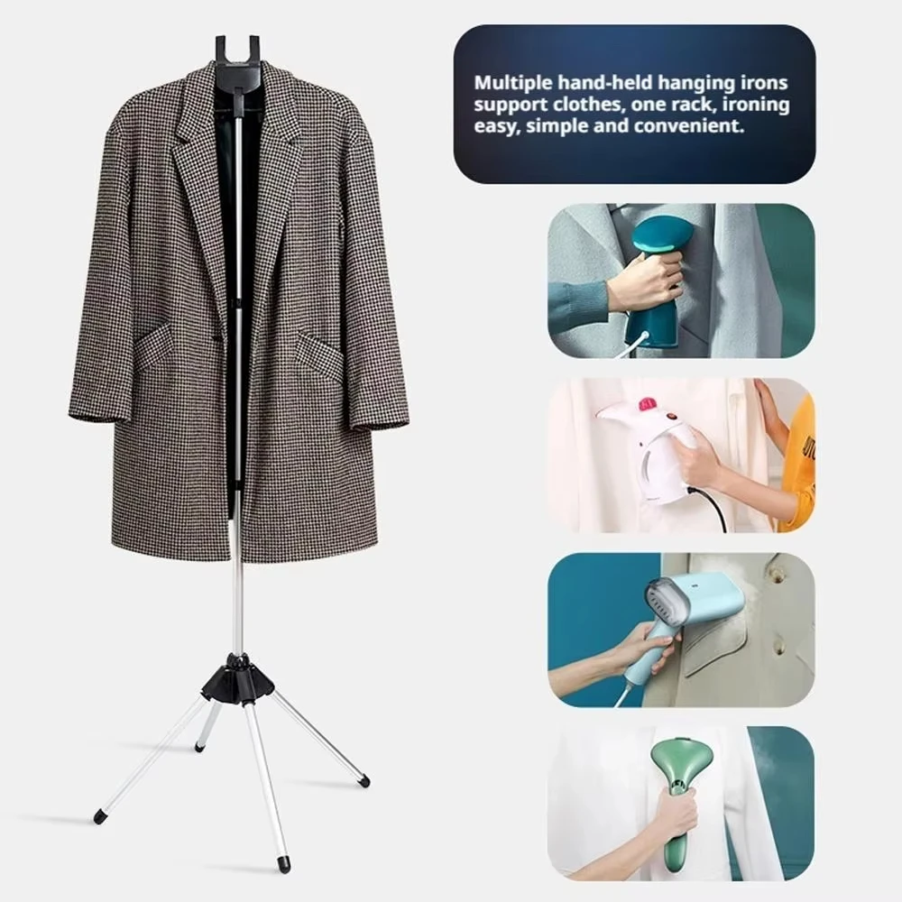 Foldable 160cm Adjustable Telescopic Standing Garment Steamer Rack Heavy Duty Hanger for Steaming Drying and Organizing Clothes