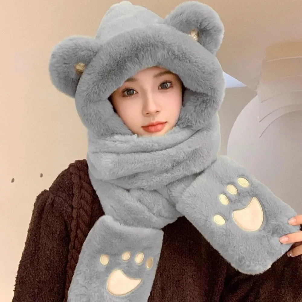 cute-3-in-1-bear-ear-hat-scarf-gloves-keep-warm-ear-protection-hooded-scarf-with-mittens-thickened-winter-scarf-autumn-winter
