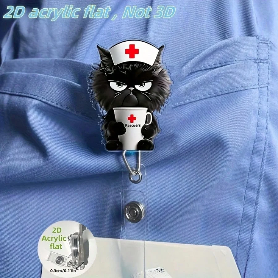 1pc Cute Medical Themed Retractable Badge Reel – Acrylic ID Holder for Doctors, Nurses, RN, LPN, Healthcare Staff