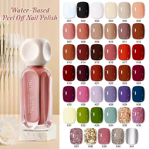 Esmalte de uñas despegable a base de agua, colorido, sin necesidad de lámpara, rojo, rosa, con purpurina, para manicura, 10ml