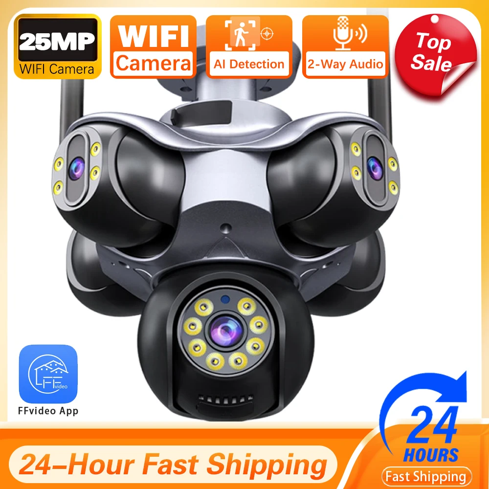 

Five Lens Five Screen 25MP WiFi Camera CCTV IP Cam Human Detection Security IP Camera Video Surveillance PTZ Home Security Cam