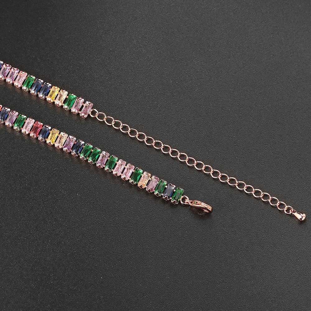 Tenis Choker łańcuszek dla kobiet koreański kwadratowy kryształ Iced Out ślubna szyja cyrkonia kobiece naszyjniki biżuteria hurtowych OHN134 — zdjęcie 6