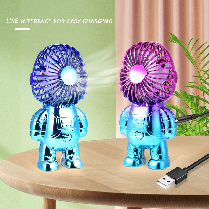 New Usb Mini Cute Cartoon Bear Fan Wind Power Handheld Portable Fan Convenient Home Office Outdoors Small Fans Gifts