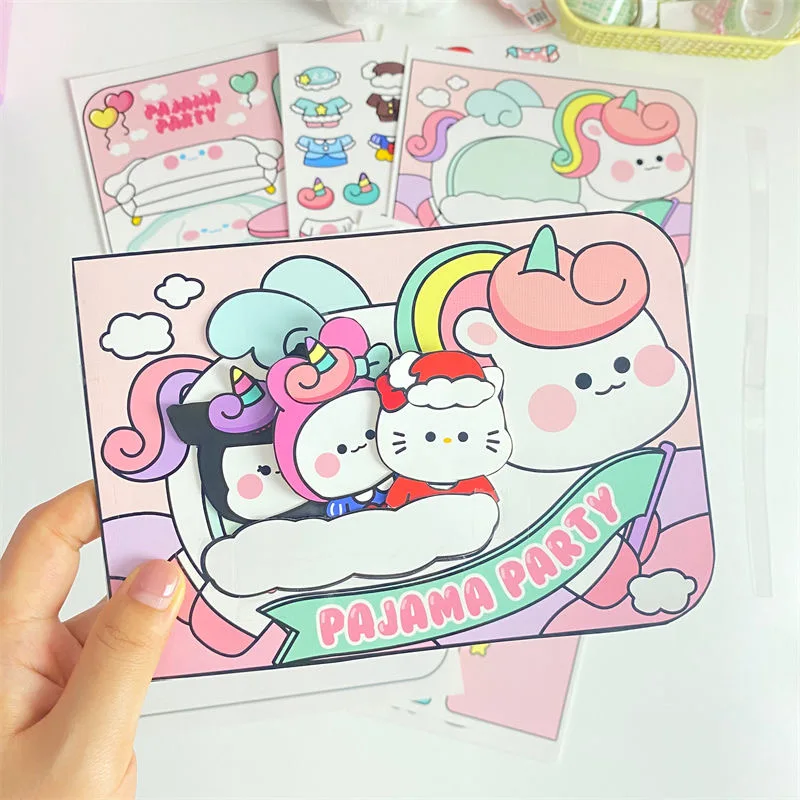 Family Unicorn Quiet Book Handmade Cutless DIY Material Bag Handmade Game Girl Creative Toy Book