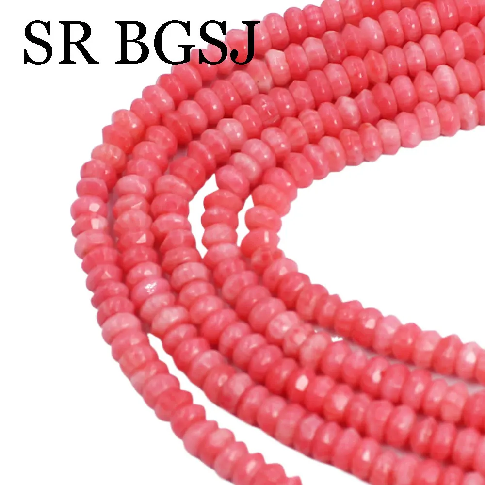 

4x2 мм граненый розовый натуральный морской бамбук коралл свободные DIY ювелирные аксессуары разделительные бусины