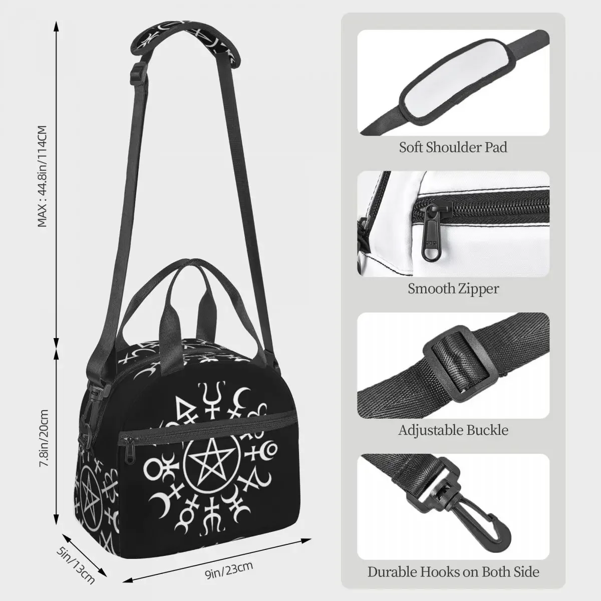 Occult Satanic Pentagram Lunch Bags Insulated Bento Box Lunch Tote Resuable Picnic Bags Cooler Thermal Bag for Woman Kids Travel