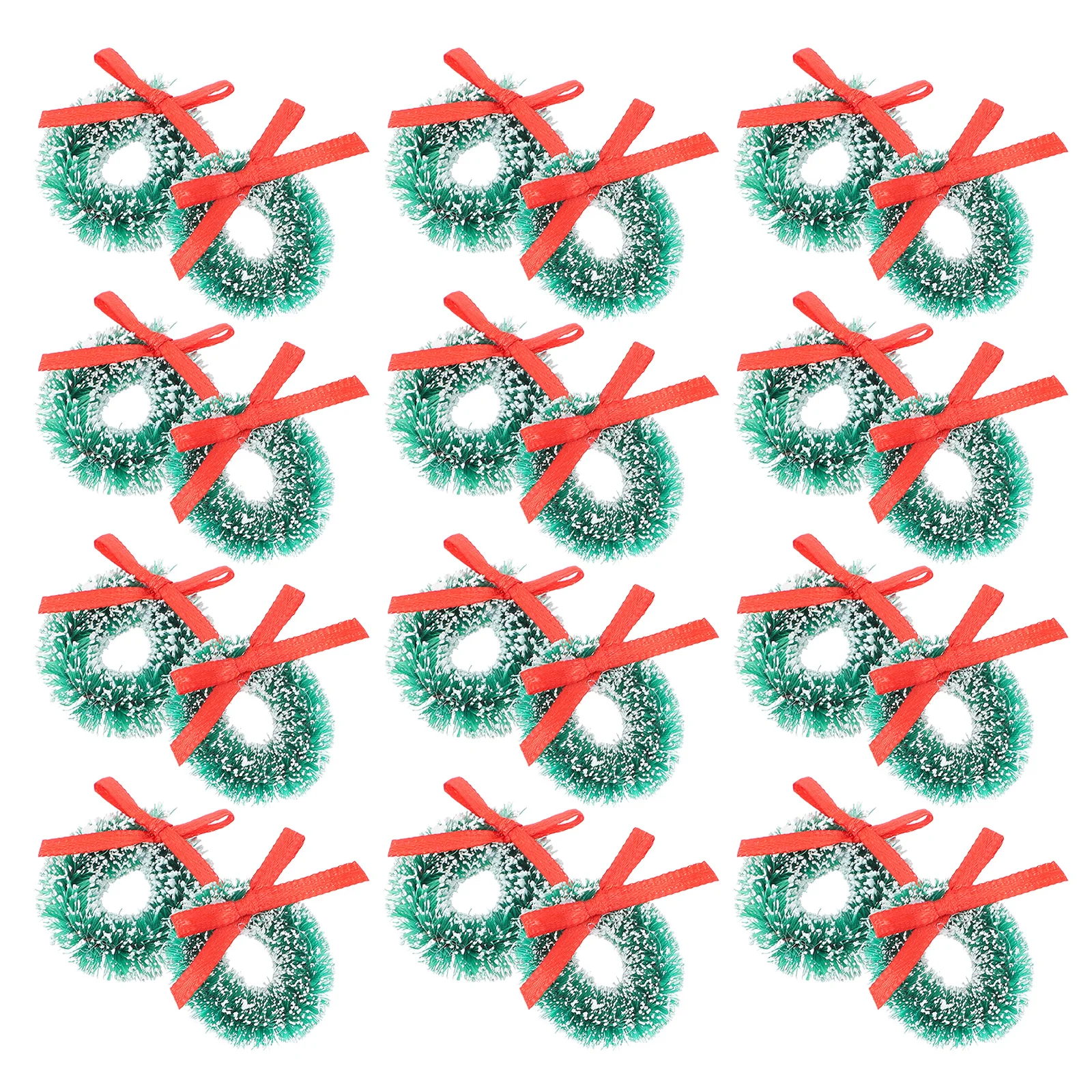 

24Pcs Mini Christmas Wreath Hanging Ornament Classic Garland Decorative Xmas Miniature Landscape Decor Party Home Adornment