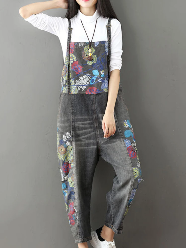 Amax luluE 2025 Spring New Fashion Ladies Bleached Casual Overalls Women Loose Vintage Denim Pantalons Female Oversized Trousers