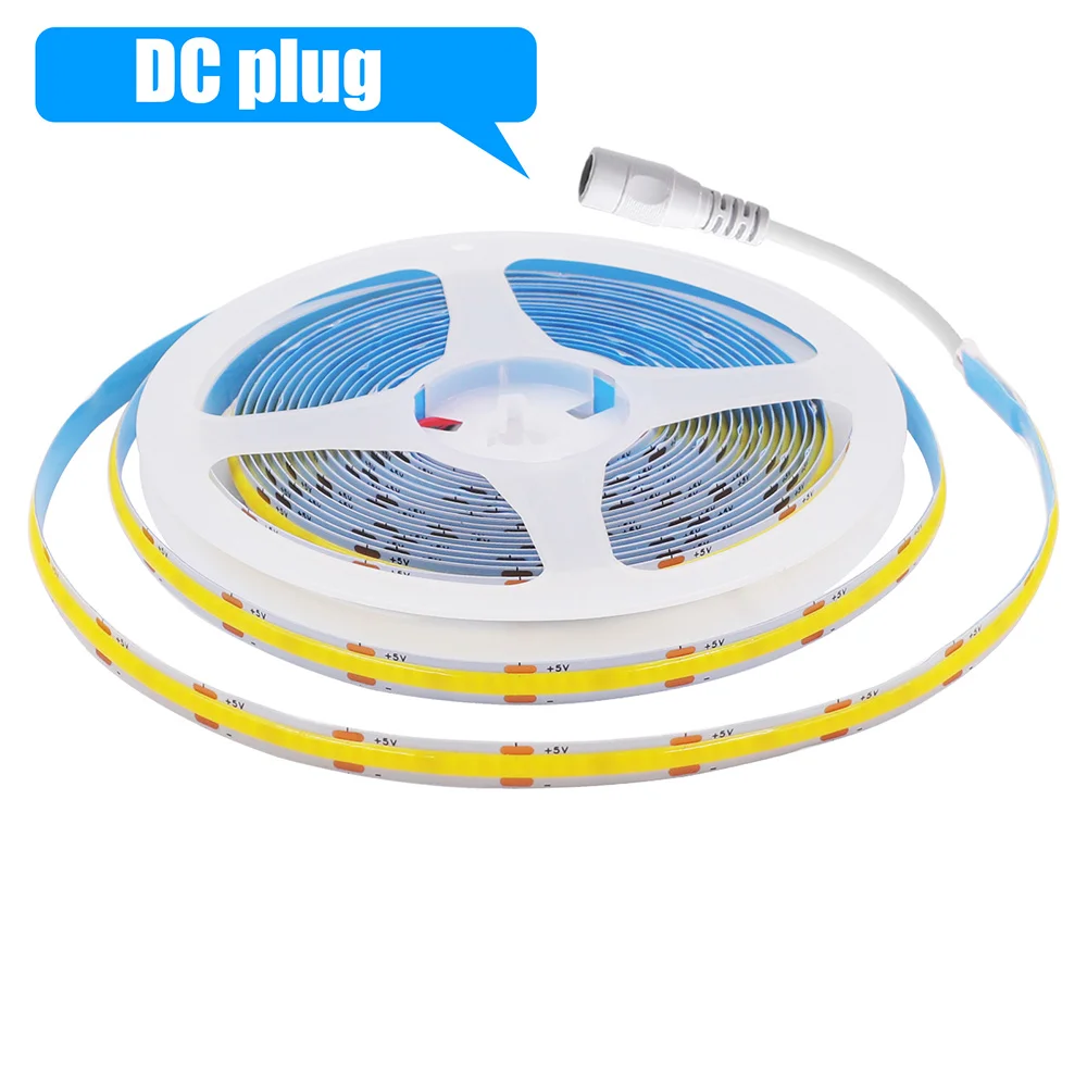 RAZEND DC 5 V LED COB Streifen Licht USB 2pin DC Stecker Stecker 3000 K 4000 K 6000 K 320 LEDs Flexible Band Dekor Hohe Dichte Lineare Beleuchtung 4