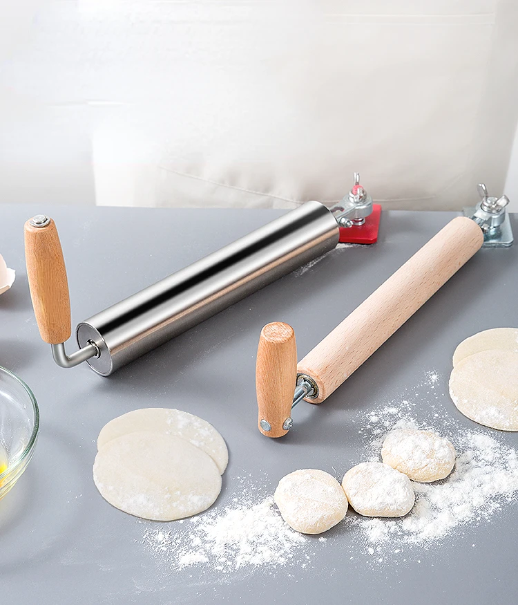 

Rolling, Rolling, Dumpling Artifact Special Non-stick Roller Stainless Steel Rolling Pin Solid Wood Household Small and Large