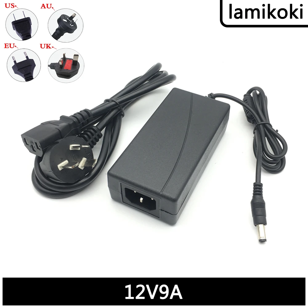 12V9A Power Adapter 12V 9A 9000MA Switching Power Supply DC Stabilized Power Supply 108W Power Cord