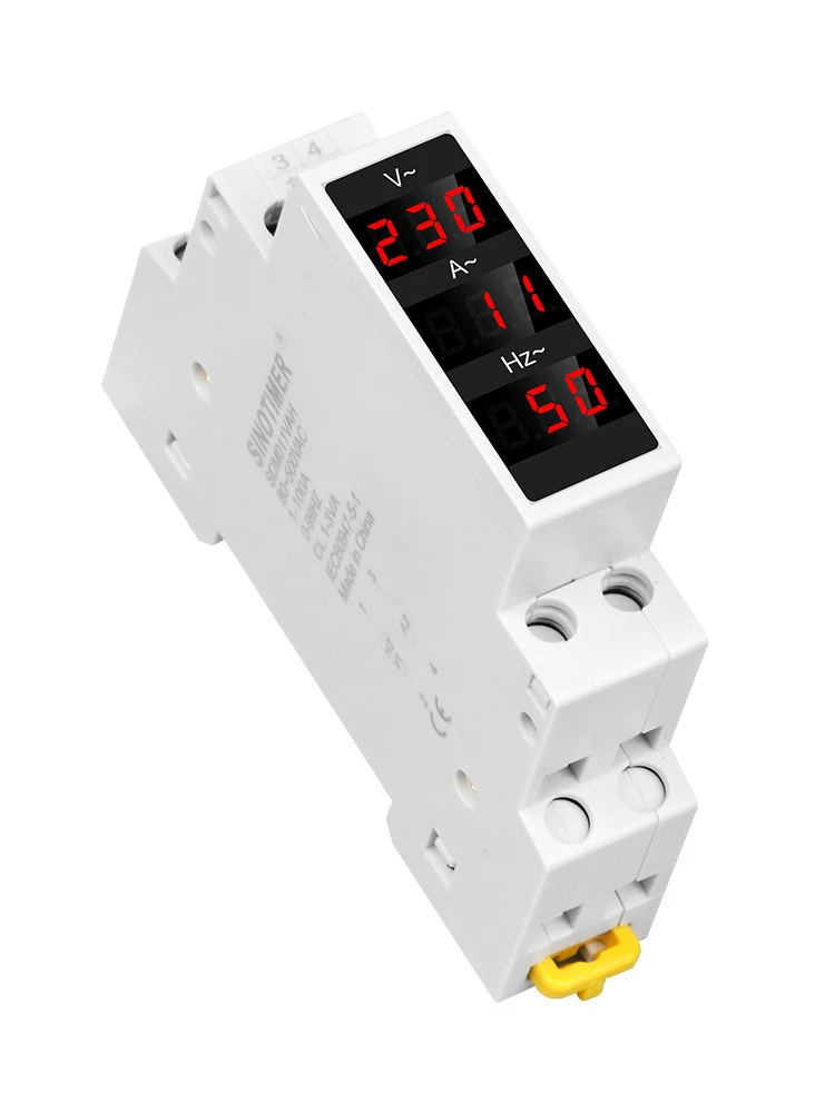 Din Rail Single Phase Digital Voltag Current Herz Meter LED Ammeter Voltmeter Volt Tester AC80-500V 1-100A 0-99Hz