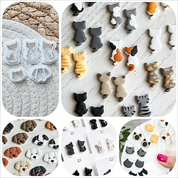 Moldes de corte de arcilla polimérica con forma de Mini gato, cachorro, perro, joyería DIY, fabricación de colgantes, decoración