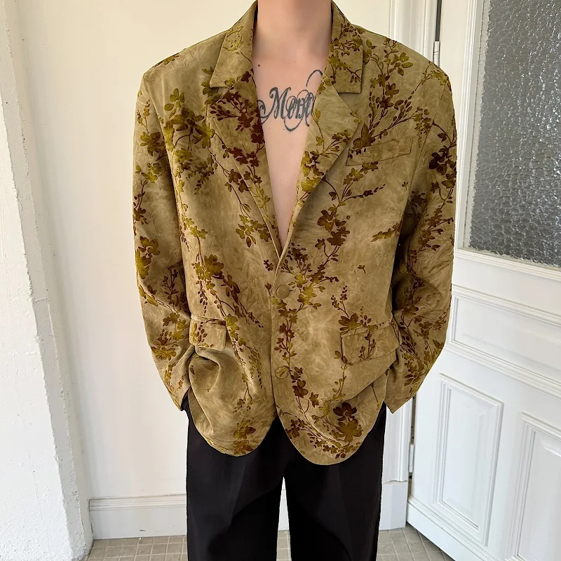 

New Chinese Sle Men's Casual Suit Jaet Loose Fit oulder Padded Retro Outerwear Cleanfit Youth ular Four Seasons