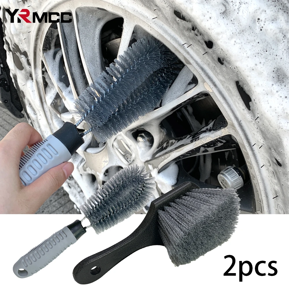 Car Wash Universal Car Cleaning Brush Kit Auto Detailing Brushes Auto Tire Wheel Brush Handle Tire Steel Ring Automotive Tools