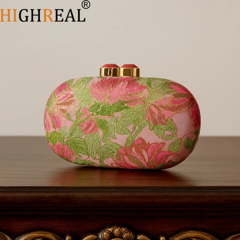 

Vintage Flower Prom Evening Clutch Bag Women Luxury Party Banquet Crossbody Egg Clips Cocktail Day Bag Purse