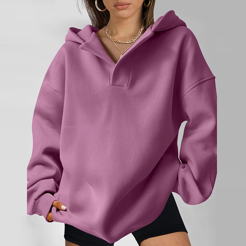 

2024 Autumn Thick Loose Hoodie Pullover Casual Multi-color Long Sleeved Women's Sweatshirt Fashion High Street Warm Hooded Tops