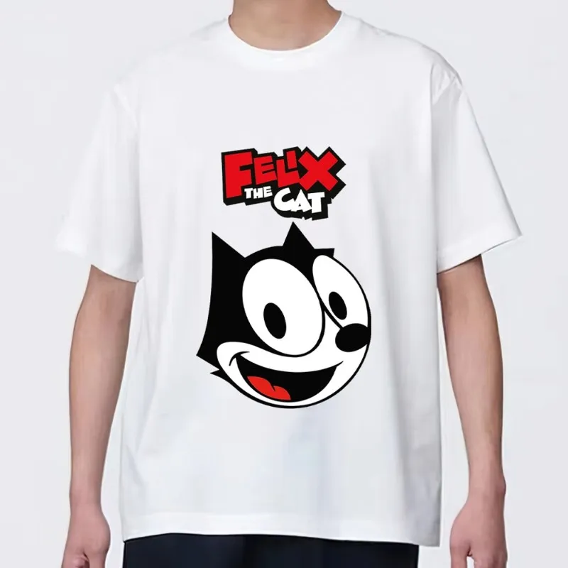 Cartoon F-Felix the Cats T Shirt Men Couple Combination Clothes Short Sleeve Collar Fashion woman Cotton