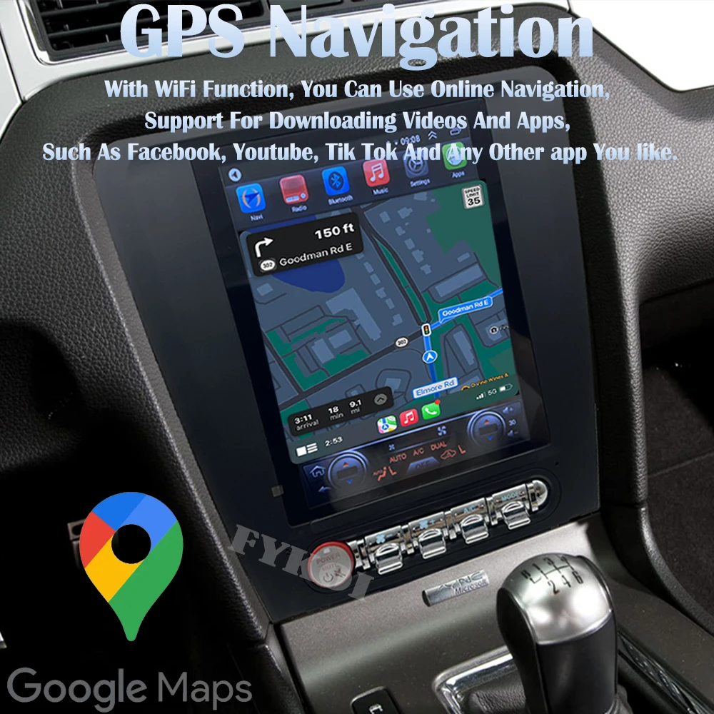 Android13 pour Ford Mustang 2010-2014 autoradio automobile multimédia Tesla écran voiture jouer Auto Bluetooth GPS 4G WIFI DSP stéréo