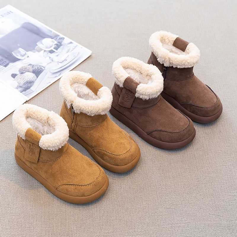 

Kids Warm Boots Versatile Soft Sole Children Casual Boots Suede Warm Comfortable 2026 Winter New Boys Girls Fashion Boots Cute