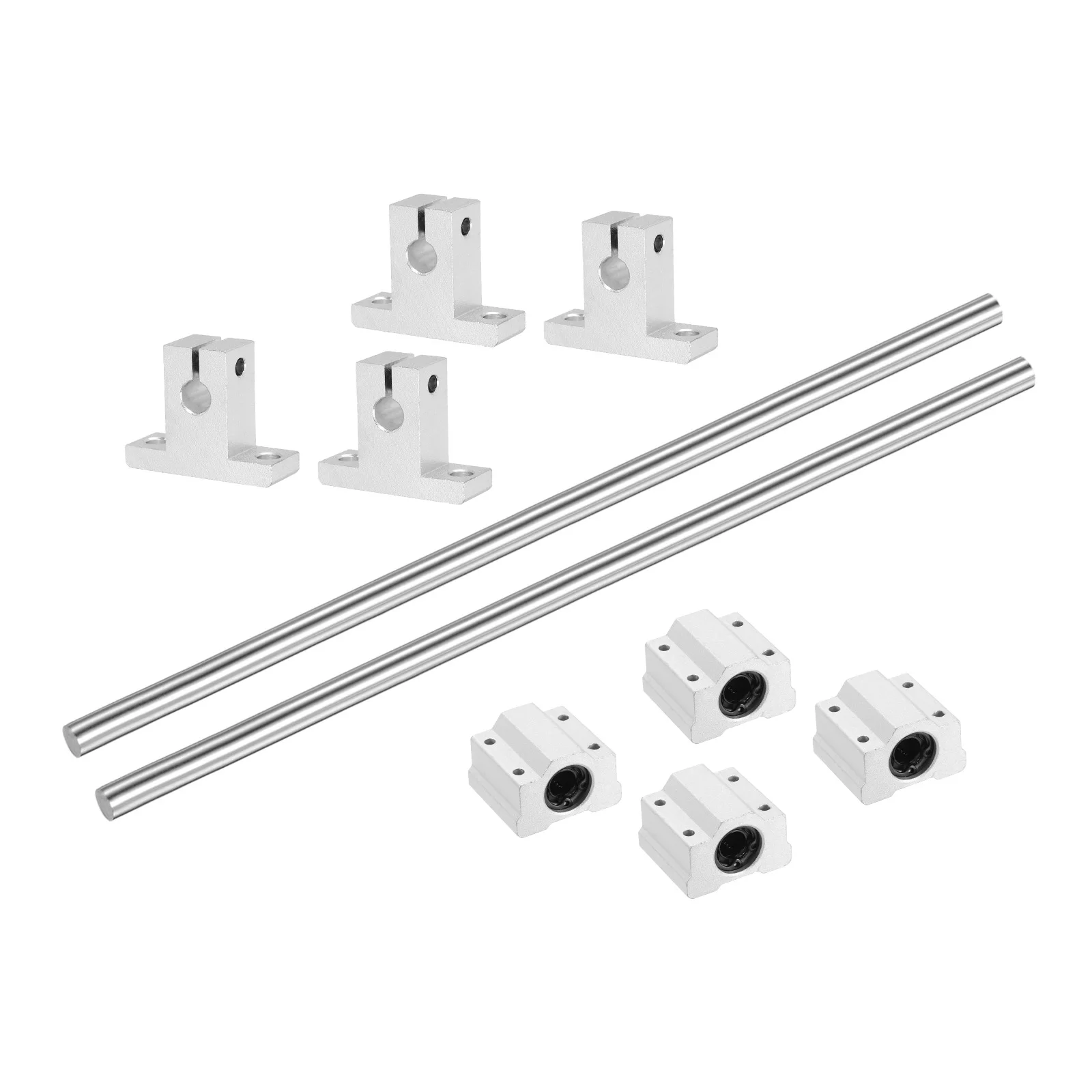 2Pcs Linear Motion Rail Shaft Slide Guide with 4Pcs SCS8UU Bearings and 4Pcs SK8 Rail Support Linear Motion Rod Shaft Guide Set