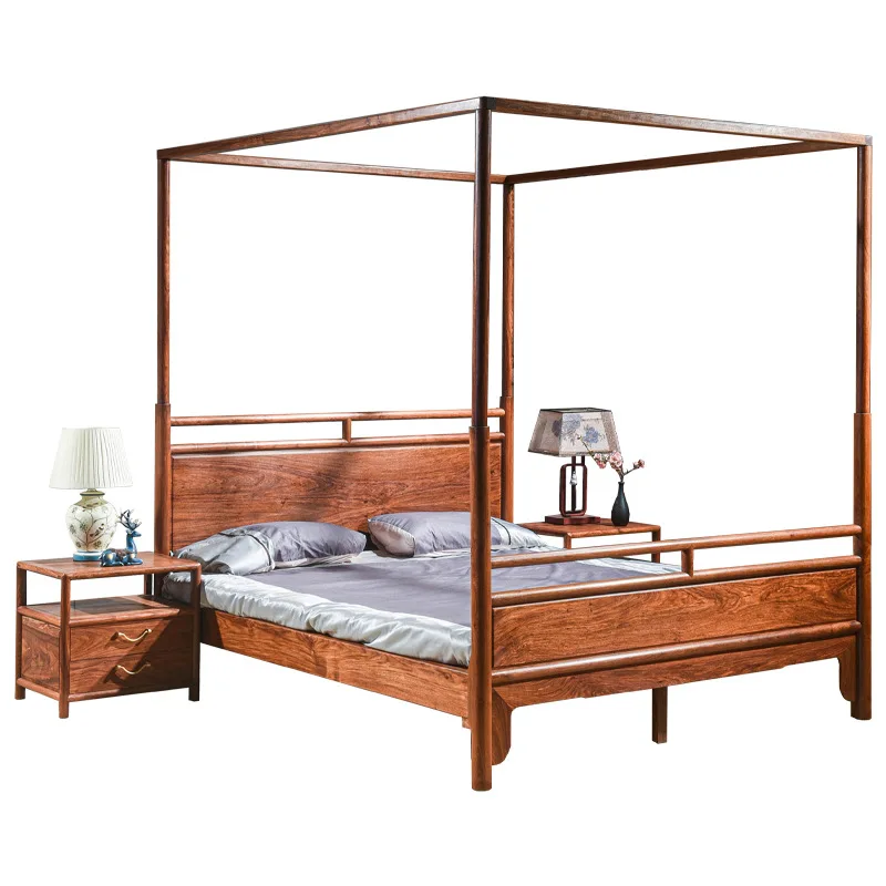Double bed mahogany furniture new Chinese style Ming and Qing classical wedding bed bedroom solid wood