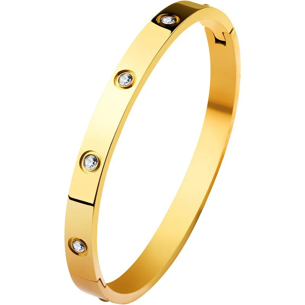 Stainless Steel Bangle for Woman Luxury Quality Jewelry Fashion Woman Crystal Bracelets Not Fade image 6
