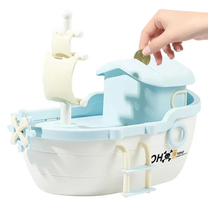 Cute Pirate Ship Piggy Bank Money Boxes For Kids Bedroom Decoration Storage Coin Collection Box Birthday Gifts Table Decor