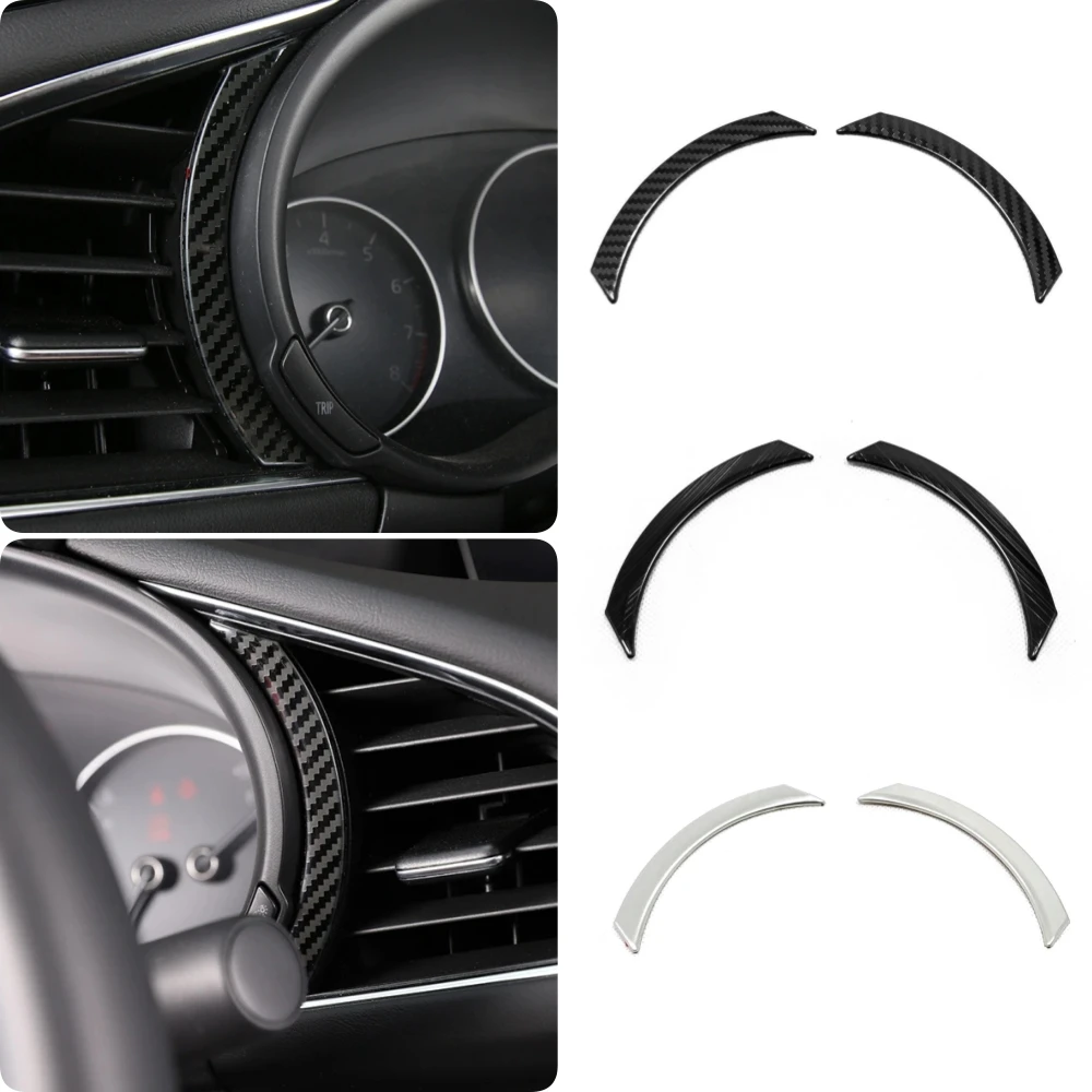 

For Mazda 3 2019 2020 Stainless steel Car Dashboard Decorative strips Cover Trim Sticker Car Styling Accessories 2pcs