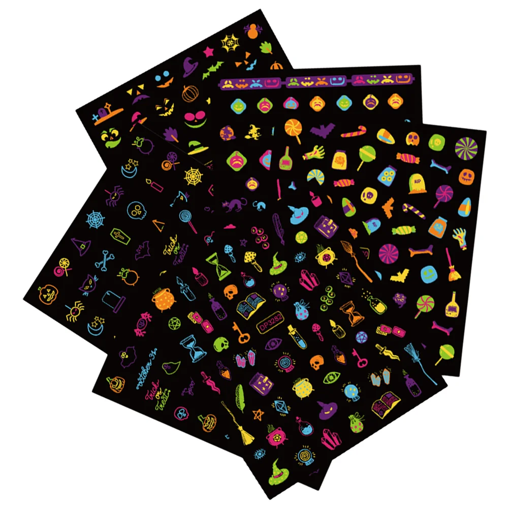 5 Sheets Halloween Nail Stickers Ghost Decals for Women Decorations Glow in The Dark