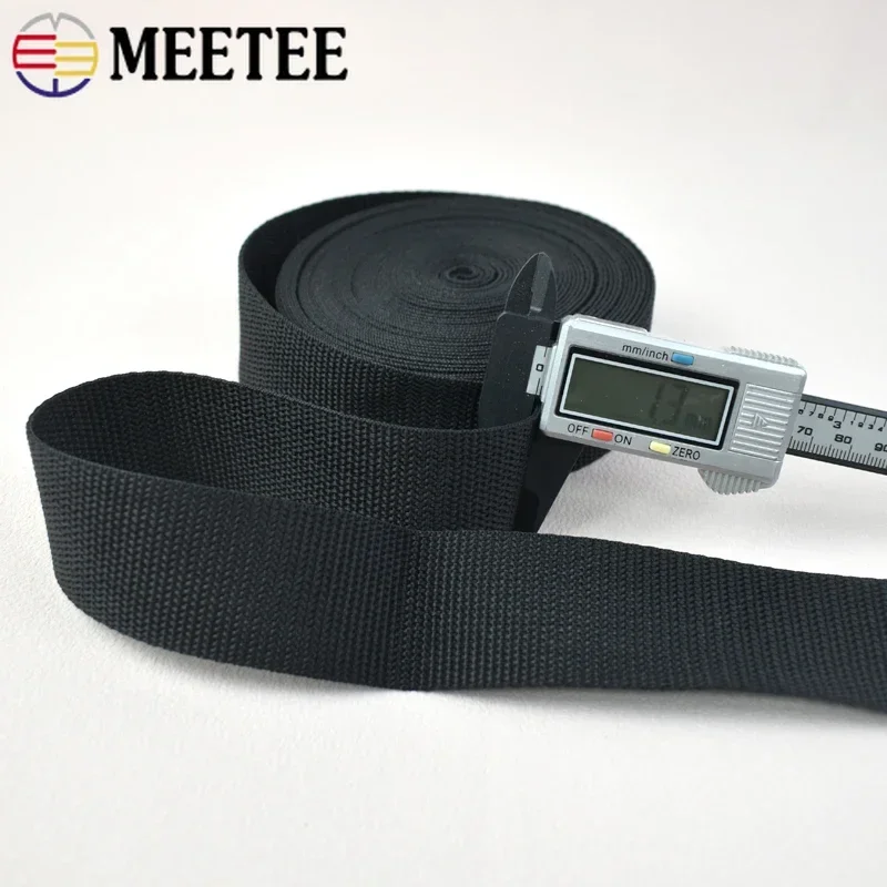 5/10M Meetee 20-100mm Polyester Nylon Webbing 1.3mm Thick Binding Ribbon Backpack Strap Belt Woven Tape Bag Sewing Accessories