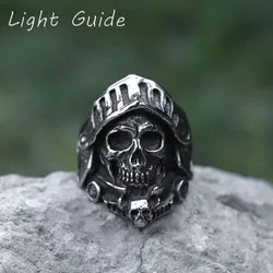 2022 NEW Men's 316L stainless-steel rings Biker Calvarium skull ring for teens gothic punk Motorcycl Jewelry Gifts free shipping