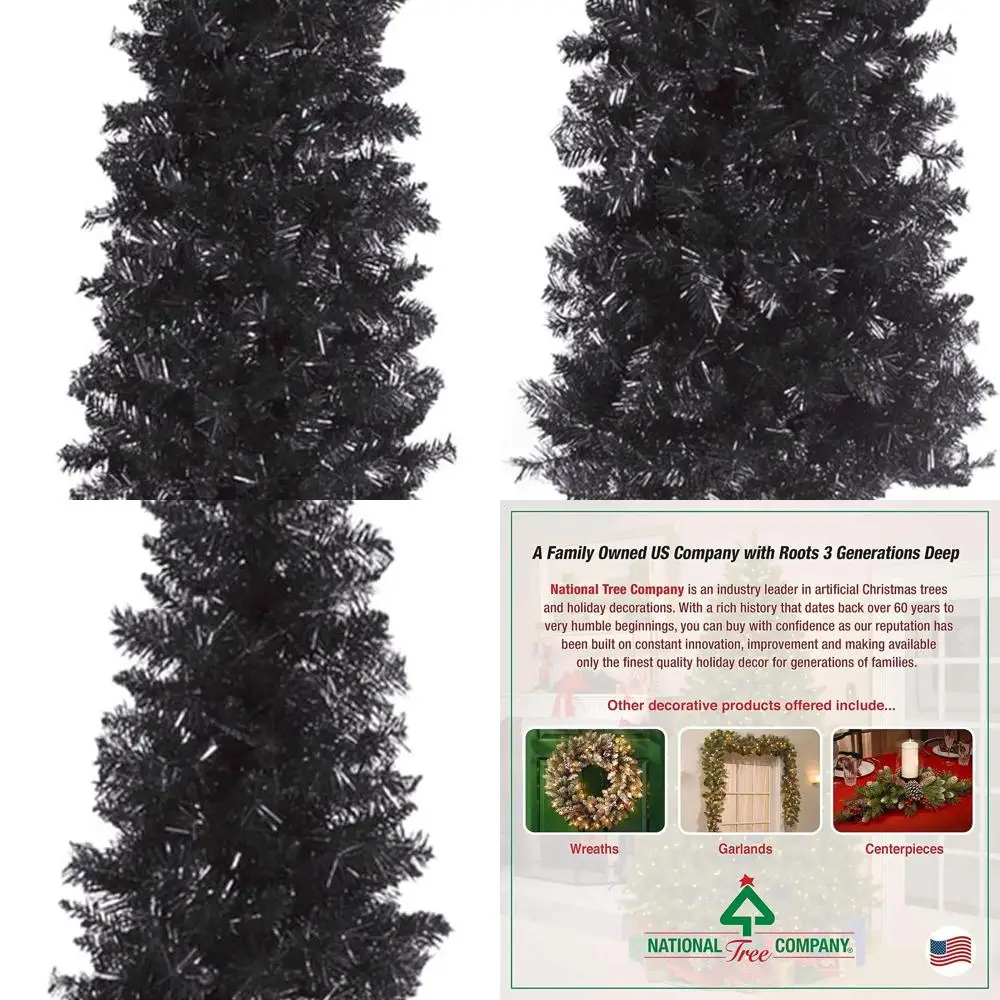 

6-Foot Tall Black Tinsel Christmas Tree, 520 Tips, with Stand Included