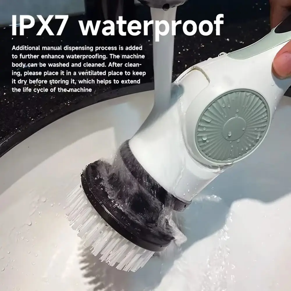Handheld Telescopic Wireless Cleaning Brush Replaceable Head Rechargeable Electric Spin Scrubber with Long Handle Adjustable