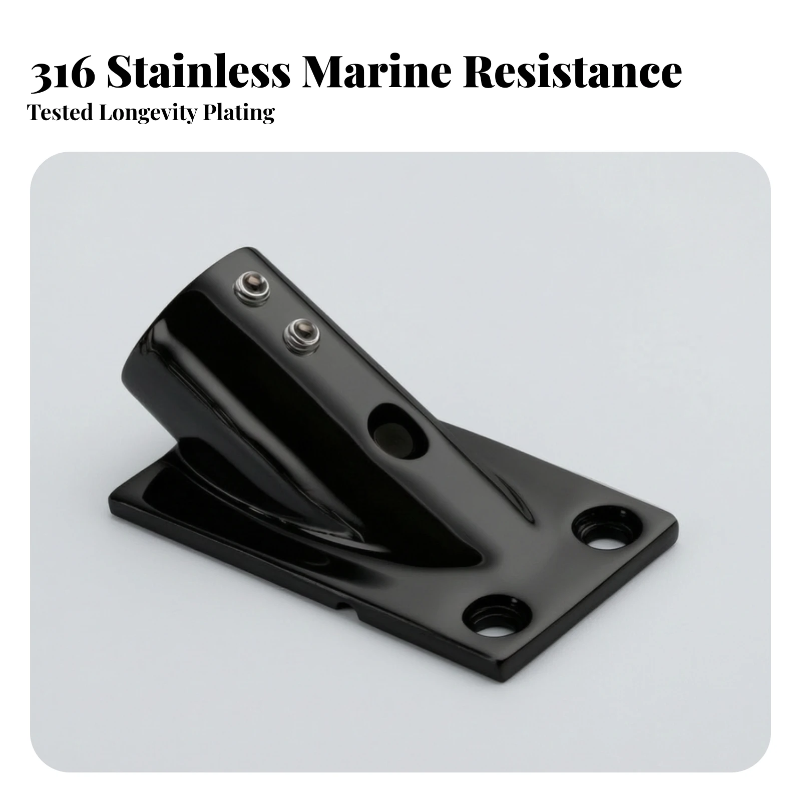 Angled Square-Tube Post Base Long-Lasting Stainless Steel Post Base with Mounting Plate Hardware Slim for Marine Installations