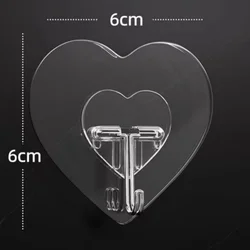 2PCS Transparent Self Adhesive Heart-shaped Hooks Wall Multi-Function Key Storage Hanger for Kitchen Bathroom Door Accessories