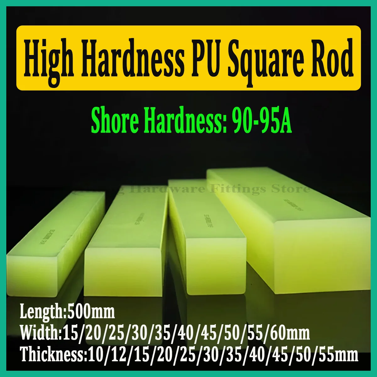 90A High Hardness PU Square Rod, Wear Resistant Elastic Polyurethane Strip, Pressure Resistant Urethane Board for Industrial CNC