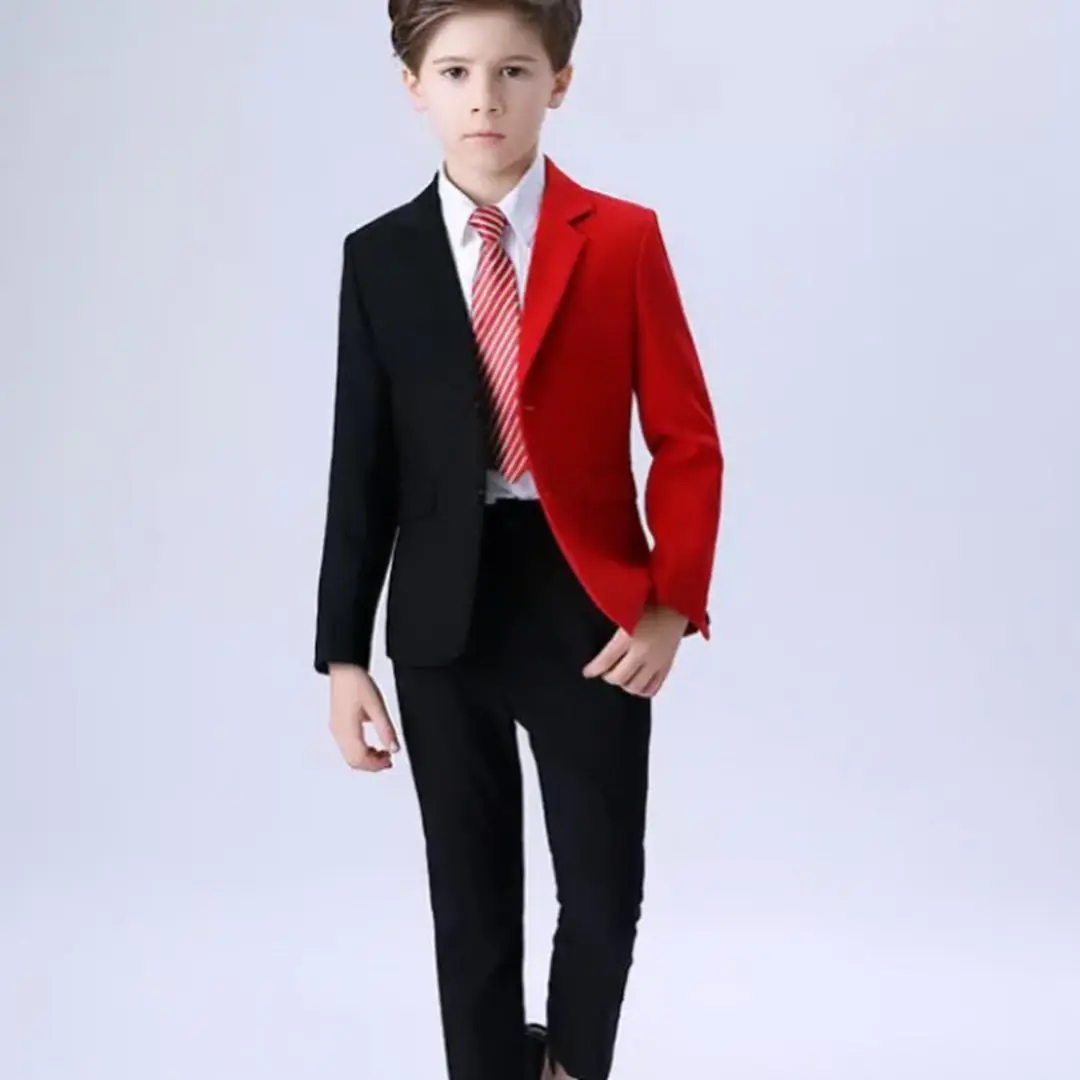 Preto vermelho menino ternos formais jantar smoking meninos crianças para festa de casamento formatura aniversário vestir (jaqueta + calça)