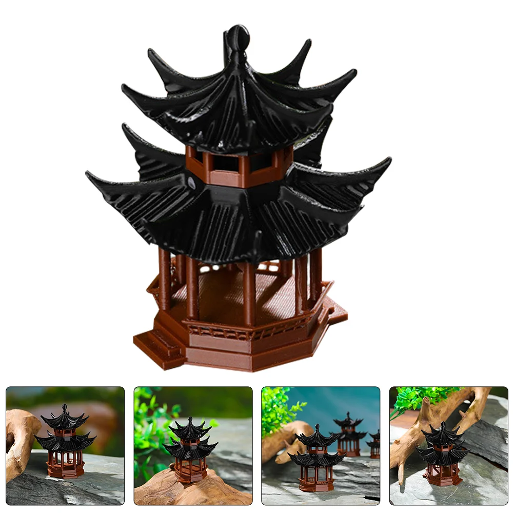 

Betta Fish Pavilion Decorations Tank Plants Miniature Pagoda Statues Plastic Aquarium