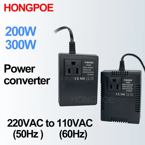 Imagen 2 del producto Convertidor de voltaje de 300W, transformador reductor de 220V a 110V, convertidor de voltaje, adaptador de viaje, inversor de enchufe UE/EE. UU./Reino Unido