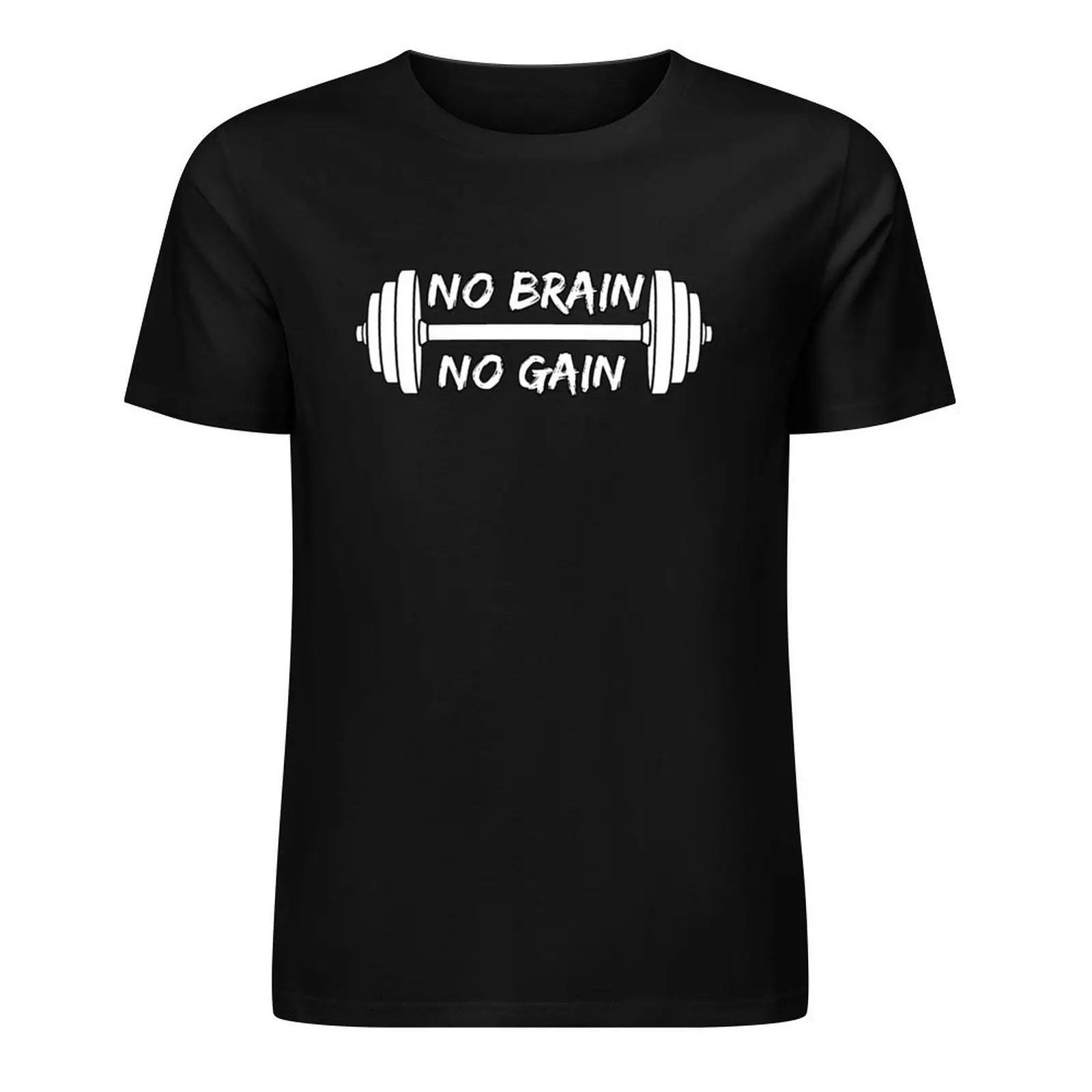 No brain no gain cool gym quote T-Shirt oversized graphic tee heavyweights mens fashion