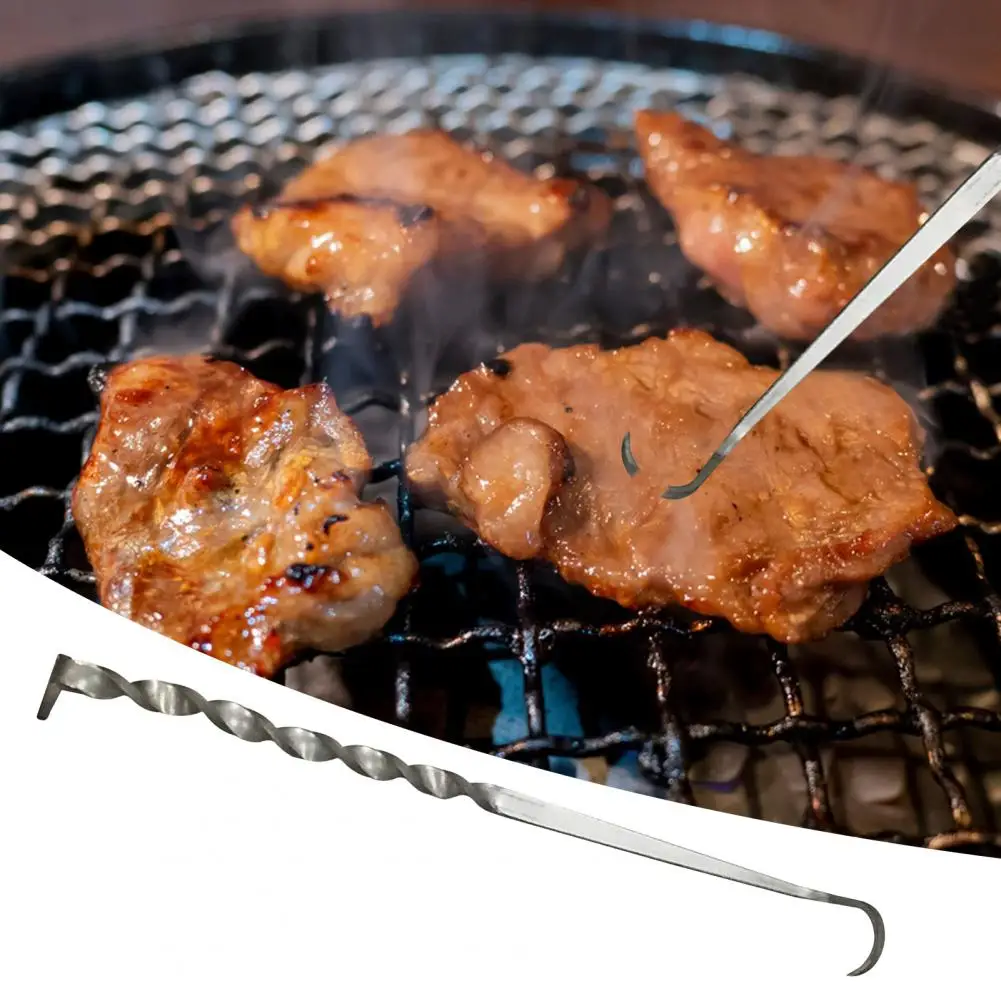 BBQ Food Flipper And Meat Hook Grill Turner for Flipping Ribs Chicken Hot Dogs Pigtail Food Flipper BBQ Turner Hooks