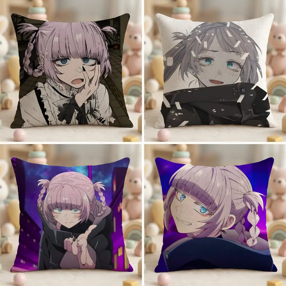 Anime C-Call Of The Night Nanakusa Nazuna Cushion Cover Wrinkle-Resistant Short Plush Pillow Case Breathable Machine-Washable