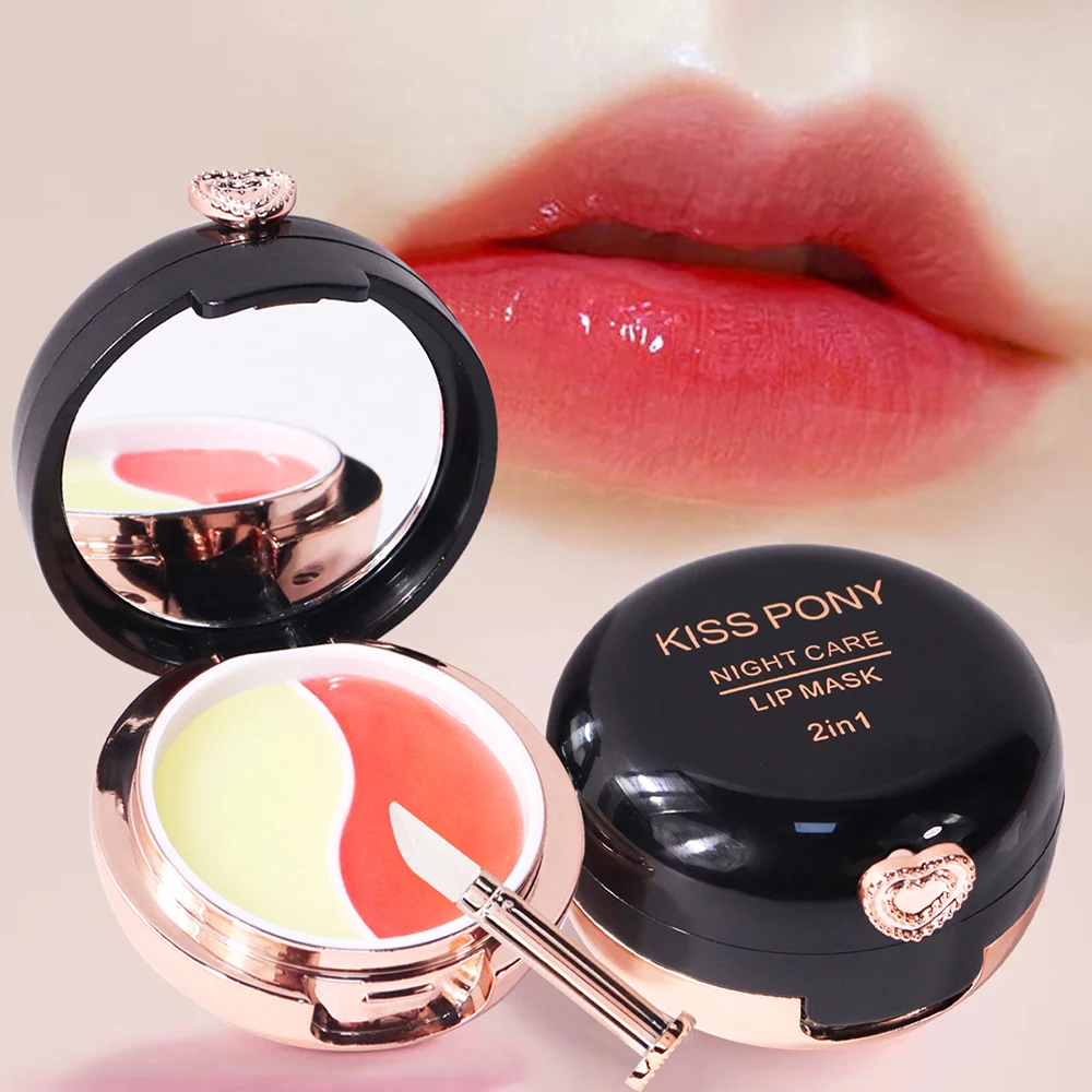 قناع شفاه مرطب مزدوج اللون، مناسب لجميع أنواع البشرة، يهتم الشفاه، ويقفل في الرطوبة ويحافظ على الإضاءة