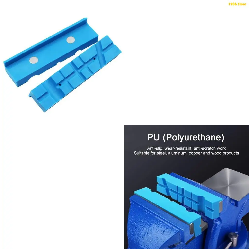 U1JB 2 Stück Schraubstockbackenpolster Schraubstockschutzstreifen magnetische weiche Polsterbacken Gummi-Schraubstock