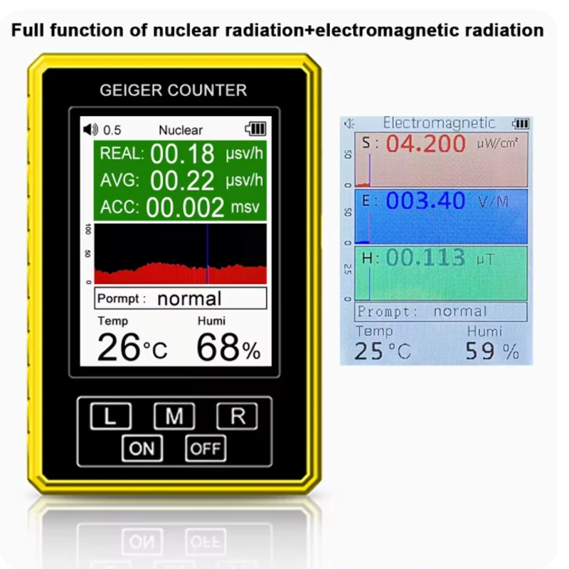 Electromagnetic Radiation Nuclear Detector EMF Geiger Counter Precision tester BR-9C-XR-3 Pro 2-in-1 Handheld digital display