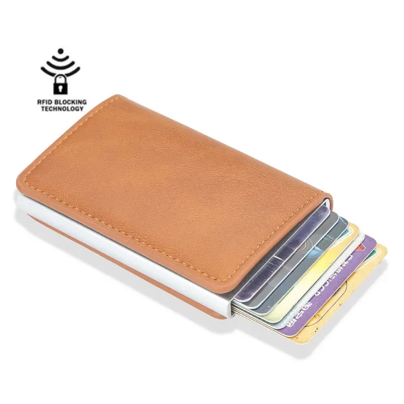 2024 Men Women Business ID Holders Metal Aluminum Shell Anti-degaussing Automatic Pop-up Rfid  Multi-card Bit Cardholder Holders